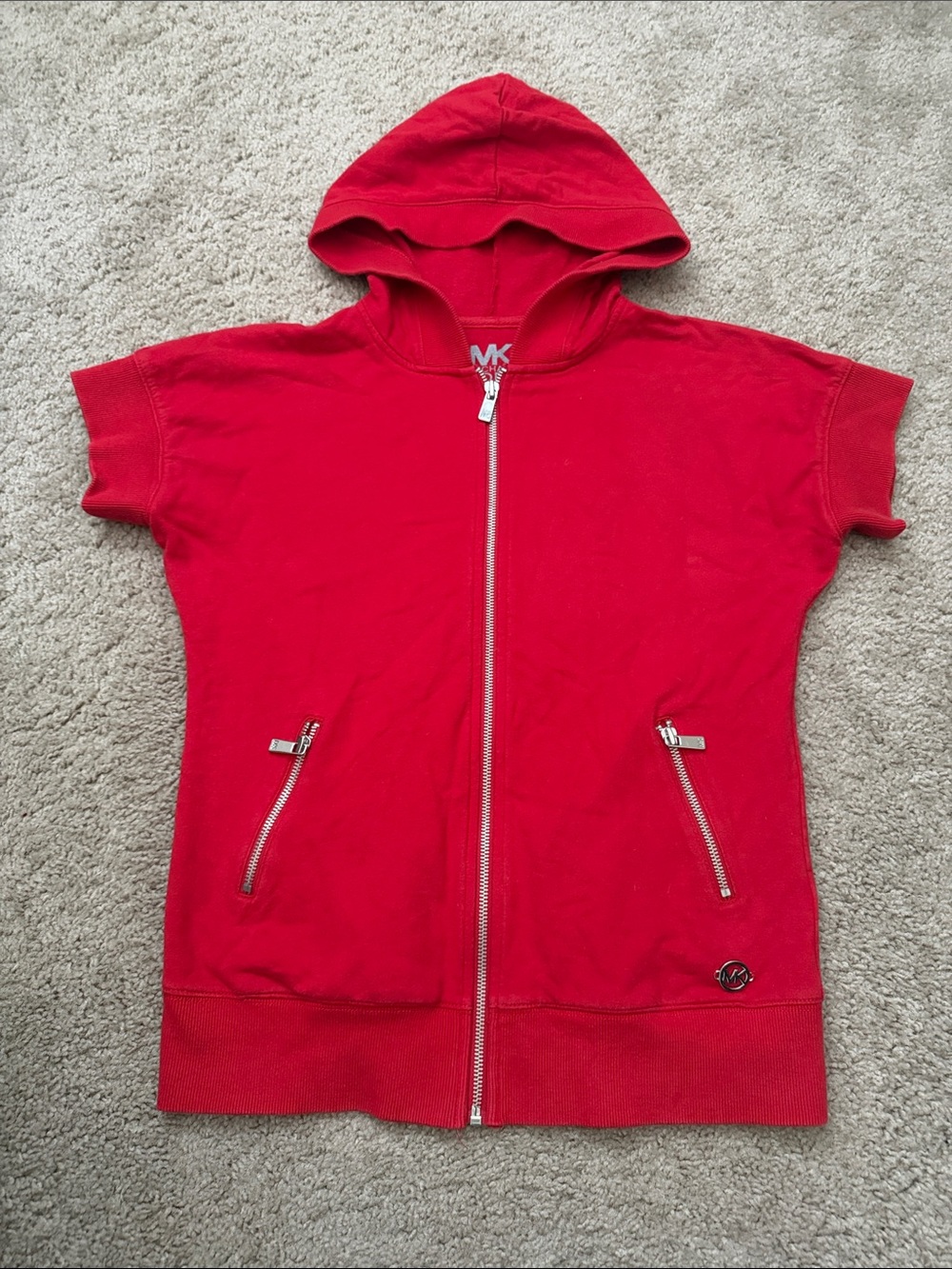 Michael Kors Bright Red Hooded Zip Jacket
